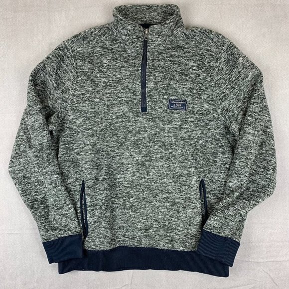 Abercrombie & Fitch Other - Abercrombie & Fitch Mens Sweater Medium Gray Heather Faux Fur 1/4 Zip Pullover